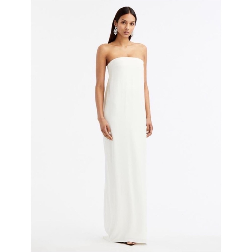 OSCAR DE LA RENTA Strapless Draped Column Gown Cream US 2